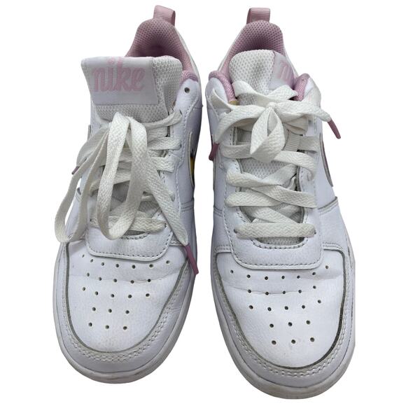 Nike Girls Court Borough Sneakers White Leather CK5426-100 Floral Swoosh 4.5Y - Picture 3 of 10